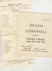 CORNWALL V DEVON 1961 & 1962 CRICKET SCORECARDS (2)