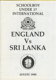 ENGLAND V SRI LANKA (UNDER 17) 1988 CRICKET PROGRAMME