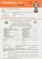 PAKISTAN V WEST INDIES 1983 (WORLD CUP SEMI-FINAL) CRICKET SCORECARD