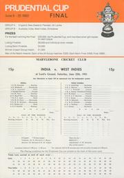 INDIA V WEST INDIES 1983 (LORDS - WORLD CUP FINAL) CRICKET SCORECARD