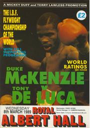 DUKE MCKENZIE V TONY DE LUCA 1989 BOXING PROGRAMME