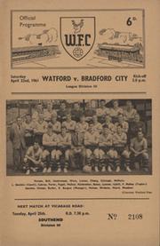 WATFORD V BRADFORD CITY 1960-61 FOOTBALL PROGRAMME