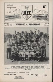 WATFORD V ALDERSHOT TOWN 1958-59 FOOTBALL PROGRAMME