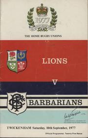 BARBARIANS V BRITISH LIONS 1977 RUGBY PROGRAMME