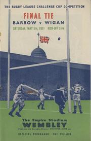 BARROW V WIGAN 1951 (CHALLENGE CUP FINAL) RUGBY LEAGUE PROGRAMME