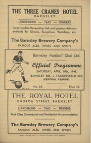 BARNSLEY RESERVES V HUDDERSFIELD RESERVES 1947-48 FOOTBALL PROGRAMME