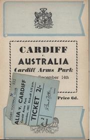 CARDIFF V AUSTRALIA 1957 RUGBY PROGRAMME