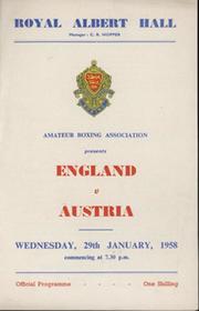 ENGLAND V AUSTRIA  AMATEUR BOXING TOURNAMENT 1958 PROGRAMME