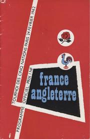 FRANCE V ENGLAND 1962 RUGBY PROGRAMME
