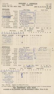 ENGLAND V AUSTRALIA 1964 (SIMPSON 311) CRICKET SCORECARD