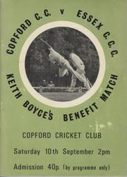 COPFORD CC V ESSEX CCC 1977 (KEITH BOYCE BENEFIT) CRICKET PROGRAMME - SIGNED BY ESSEX