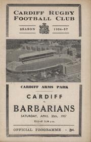 CARDIFF V BARBARIANS 1957 RUGBY PROGRAMME