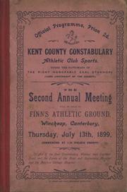 KENT COUNTY CONSTABULARY ATHLETIC CLUB SPORTS 1899 PROGRAMME (CANTERBURY)