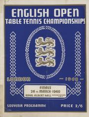 ENGLISH OPEN TABLE TENNIS CHAMPIONSHIPS - SOUVENIR PROGRAMME 1960
