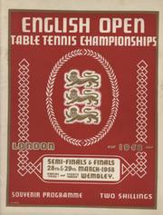 ENGLISH OPEN TABLE TENNIS CHAMPIONSHIPS - SOUVENIR PROGRAMME 1958