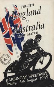 ENGLAND V AUSTRALIA 4TH TEST (HARRINGAY) 1949 SPEEDWAY PROGRAMME