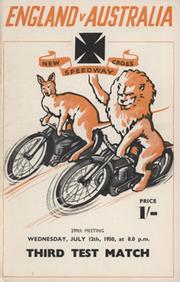 ENGLAND V AUSTRALIA 3RD TEST (NEW CROSS) 1950 SPEEDWAY PROGRAMME