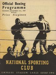 NATIONAL SPORTING CLUB 1937 BOXING PROGRAMME (EMPRESS STADIUM, EARL