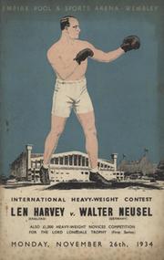 LEN HARVEY V WALTER NEUSEL 1934 BOXING PROGRAMME