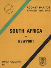 NEWPORT V SOUTH AFRICA 1969-70 RUGBY PROGRAMME