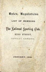 RULES, REGULATIONS AND LIST OF MEMBERS OF THE NATIONAL SPORTING CLUB - JANUARY, 1918