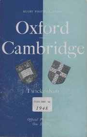 OXFORD V CAMBRIDGE 1948 RUGBY PROGRAMME