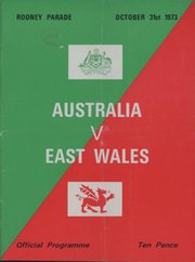 EAST WALES V AUSTRALIA 1973-74 RUGBY PROGRAMME