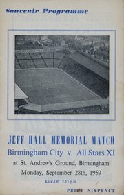 BIRMINGHAM CITY V ALL STARS XI (JEFF HALL MEMORIAL MATCH) 1959 FOOTBALL PROGRAMME