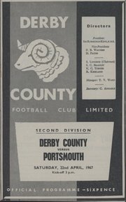 DERBY COUNTY V PORTSMOUTH 1966-67 FOOTBALL PROGRAMME