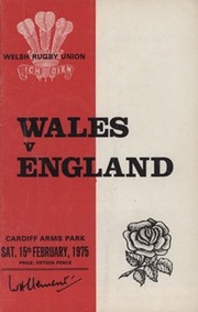 WALES V ENGLAND 1975 RUGBY PROGRAMME
