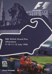 FORMULA 1 BRITISH GRAND PRIX SILVERSTONE - OFFICIAL PROGRAMME 1998