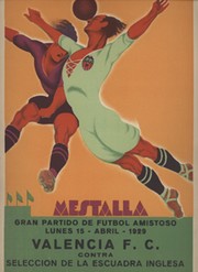 VALENCIA V ENGLAND SELECT XI 1929 FOOTBALL POSTER