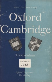 OXFORD V CAMBRIDGE 1952 RUGBY PROGRAMME