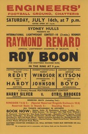 ERIC BOON V RAYMOND RENARD 1938 BOXING FLYER POSTER
