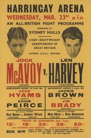 JOCK MCAVOY V LEN HARVEY 1938 BOXING FLYER POSTER