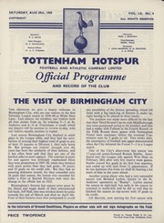TOTTENHAM HOTSPUR V BIRMINGHAM CITY 1959-60 FOOTBALL PROGRAMME