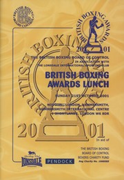 BRITISH BOXING AWARDS 2001 SIGNED PROGRAMME