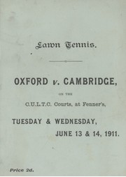 OXFORD V CAMBRIDGE 1911 LAWN TENNIS PROGRAMME