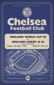 ENGLAND WORLD CUP XI  V ENGLAND U23 XI 1958 FOOTBALL PROGRAMME