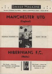 MANCHESTER UNITED V HIBERNIANS (MALTA) 1967 FOOTBALL PROGRAMME