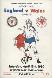 ENGLAND V WALES U15 1980 FOOTBALL PROGRAMME