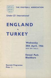 ENGLAND V TURKEY 1966 (U23) FOOTBALL PROGRAMME