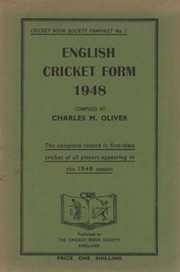 CRICKET BOOK SOCIETY PAMPHLET NO.1 - ENGLISH CRICKET FORM 1948