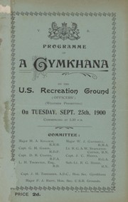 U.S. RECREATION GROUND (PORTSMOUTH) 1900 CYCLING GYMKHANA PROGRAMME - INCLUDING CIGAR AND FUSEE RACE
