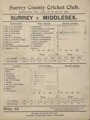 SURREY V MIDDLESEX 1896 CRICKET SCORECARD