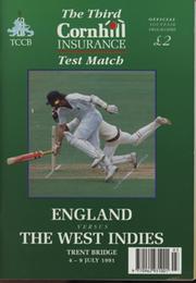 ENGLAND V WEST INDIES 1991 3RD TEST (TRENT BRIDGE) CRICKET PROGRAMME