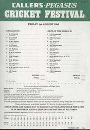 ENGLAND XI V REST OF THE WORLD XI 1986 (JESMOND) CRICKET SCORECARD - BOTHAM