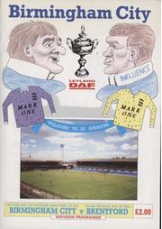 BIRMINGHAM CITY V BRENTFORD 1992 (LEYLAND DAF AREA FINAL) FOOTBALL PROGRAMME