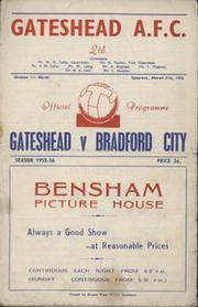 GATESHEAD V BRADFORD CITY 1955-56 FOOTBALL PROGRAMME