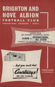BRIGHTON HOVE ALBION V INTERNATIONAL ALL STARS (JOE WILSON TESTIMONIAL) 1961 FOOTBALL PROGRAMME